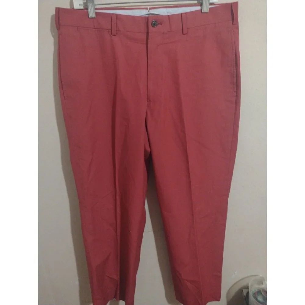 Men's Brooks Brothers Supima Cotton Pants Flat Front Red True Size Is 30x28